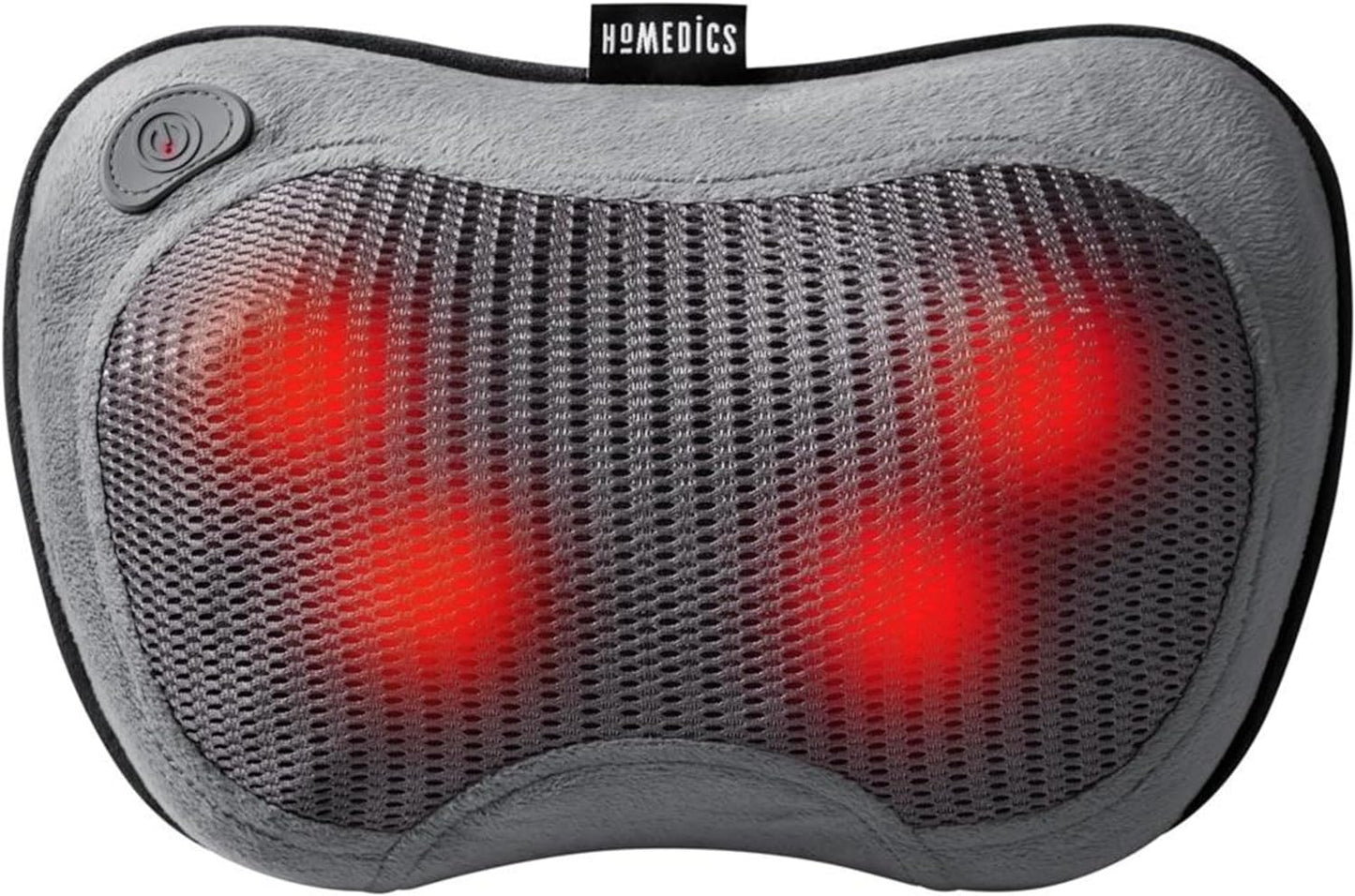 Homedics Cordless Shiatsu All-Body Massage Pillow with Soothing Heat, Reverse Function, Rechargeable Battery, and Integrated Controls –Lightweight