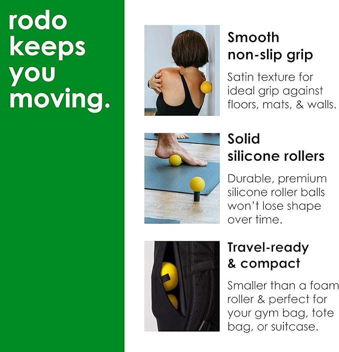 Rodo 2-in-1 Soft Peanut & Lacrosse Ball Roller | Deep Tissue Massage Tool for Fascia, Plantar Fasciitis, HIPS & Back | Mobility & Recovery Roller | Compact, Travel-Friendly, Pilates, Therapy Ready - Bloomnest