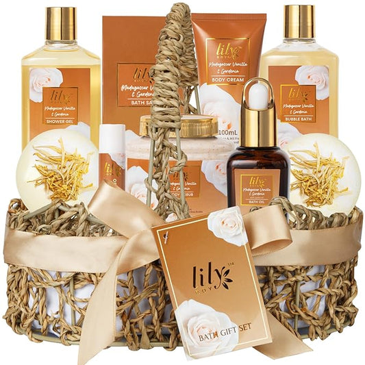 Valentines Day Gifts for Women - 10-Piece Honey Almond Bath and Body Gift Set for Women Spa Gift Basket Self Care Kit | Mothers Day, Birthday, Christmas Gifts, All Occasion Holiday Present