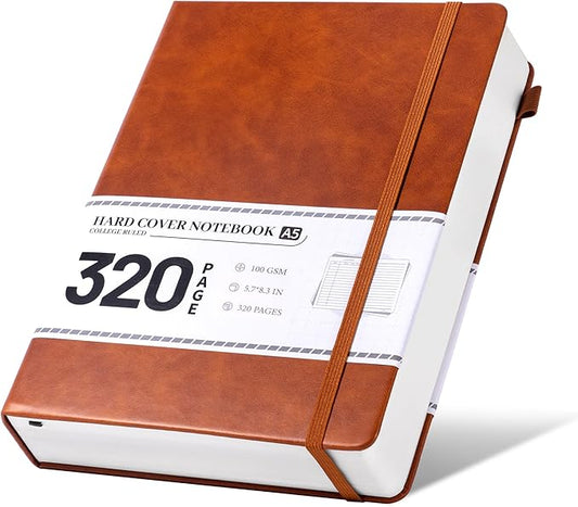 CAGIE Journal Notebook for Men Women- Brown Journaling Notebooks Journals Leather for Writing Work Diary A5 Hardcover Thick - Bloomnest