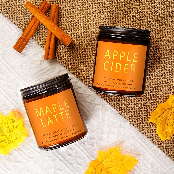 Fall Scented Candles Maple Latte 7oz – Sweet Maple Syrup & Creamy Coffee Soy Wax Candle for Cozy Autumn Home Décor, Perfect Fall Gift for Coffee Lovers, 50 Hour Long Burn - Bloomnest