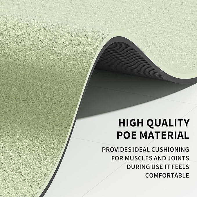 Large Yoga Mat (6'x 4') - Extra Long and Wide 72 x 48 inches, Non-Slip POE Fitness Mat, Eco-Friendly, Thick Wide Exercise Mat for Home Workouts,Ideal for Yoga and Pilates.