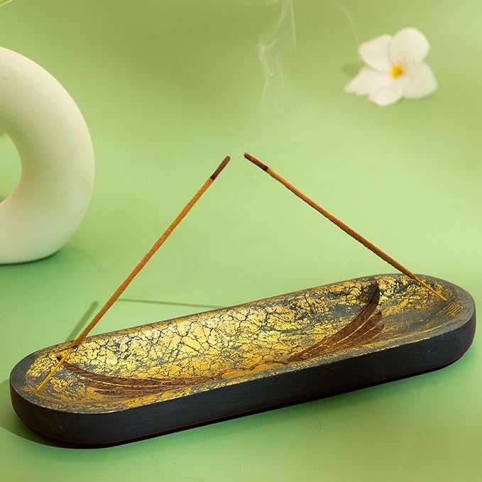 raajsee Incense Holder Hand Carved-Incense Burner Holder –Ash Catcher - Incense Stick Holder - Meditation & Yoga - Great Gift for Any Occasion Size 11x4 inch - Bloomnest