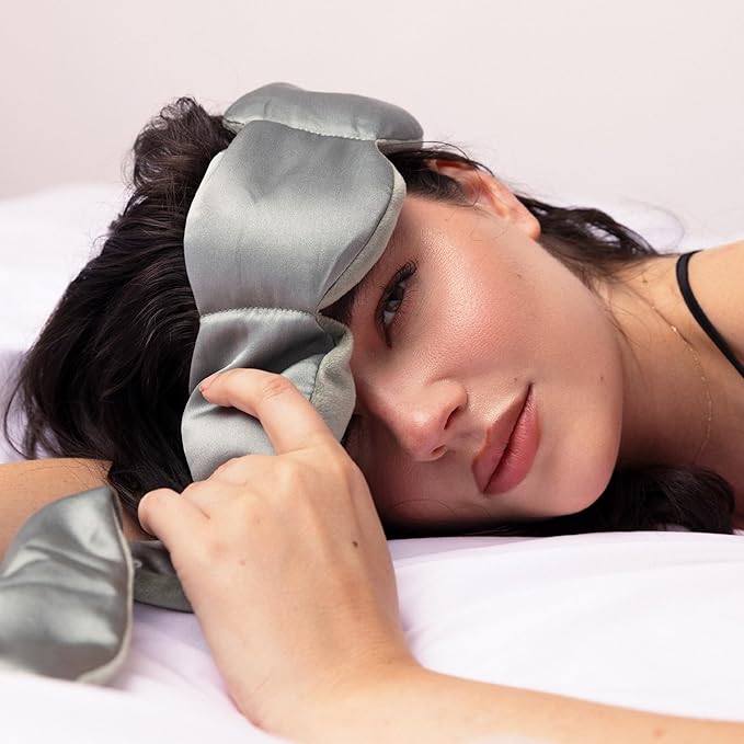 Nodpod Gentle Pressure Silk Sleep Mask | Patented Light Blocking Design for Sleeping, Travel & Relaxation | Bead Filled, Machine Washable (Willow) - Bloomnest