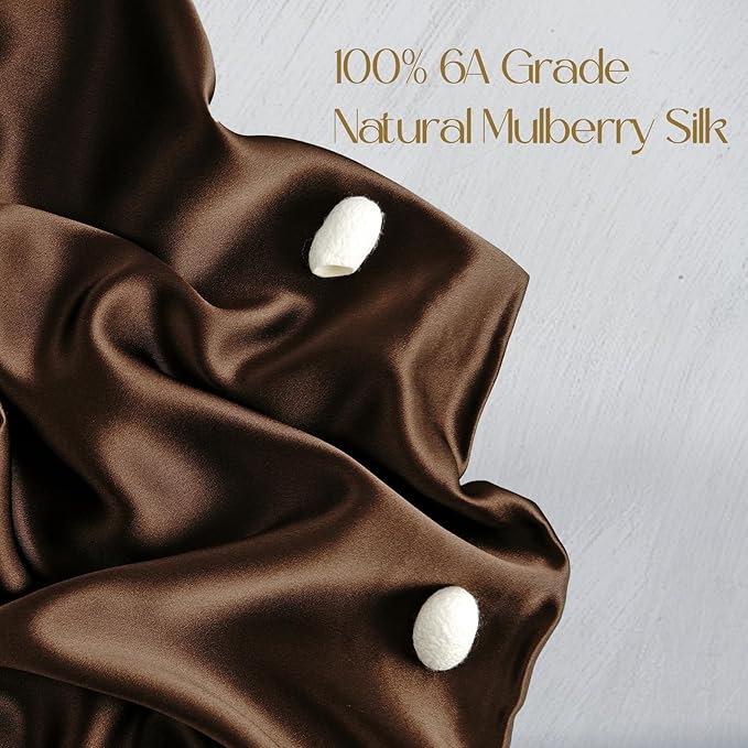ZIMASILK 100% Pure Mulberry Silk Pillowcase for Hair and Skin Health,Soft and Smooth,Both Sides Premium Grade 6A Silk,600 Thread Count,with Hidden Zipper,1pc (Queen 20''x30'',Chocolate) - Bloomnest