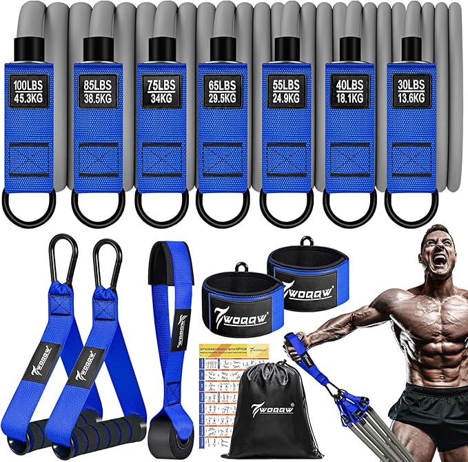 Heavy Resistance Bands for Working Out, 350lbs/450lbs Exercise Bands with Handles, Workout Bands Set for Men, Fitness Weight Bands for Muscle Strength Training, Stretching, Slim, Home Gym Equipment - Bloomnest