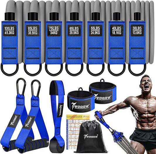 Heavy Resistance Bands for Working Out, 350lbs/450lbs Exercise Bands with Handles, Workout Bands Set for Men, Fitness Weight Bands for Muscle Strength Training, Stretching, Slim, Home Gym Equipment - Bloomnest