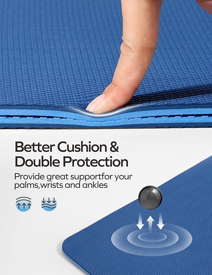 Ewedoos Eco Friendly Yoga Mat Thick TPE Yoga Mat Non Slip Yoga Mats Anti-tear Exercise Workout Mat for Women Men Kids Yoga, Pilates and Fitness