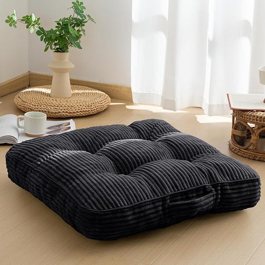 HIGOGOGO Washable Floor Pillow Cushion for Adults, Meditation Cushion Pillow, Large Square Floor Sitting, Removable Tufted Corduroy Cover, for Tatami Living Room or Yoga, 22x22 Inch, Machine Washable - Bloomnest