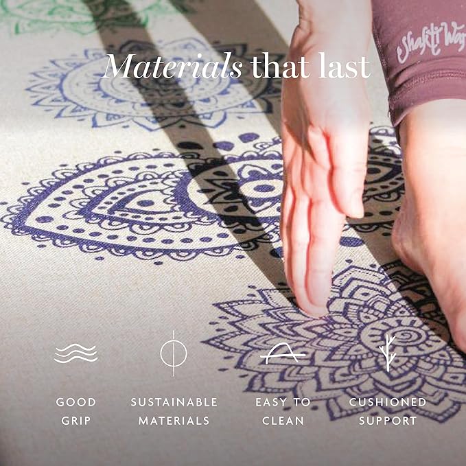 Shakti Warrior Pro Hemp Mat - Artist Designed, Premium Printed Eco-Friendly Non-Slip mat, Great for Regular & Hot Yoga, Pilates, Workouts 72 inch x 24 inch x 3mm Thick