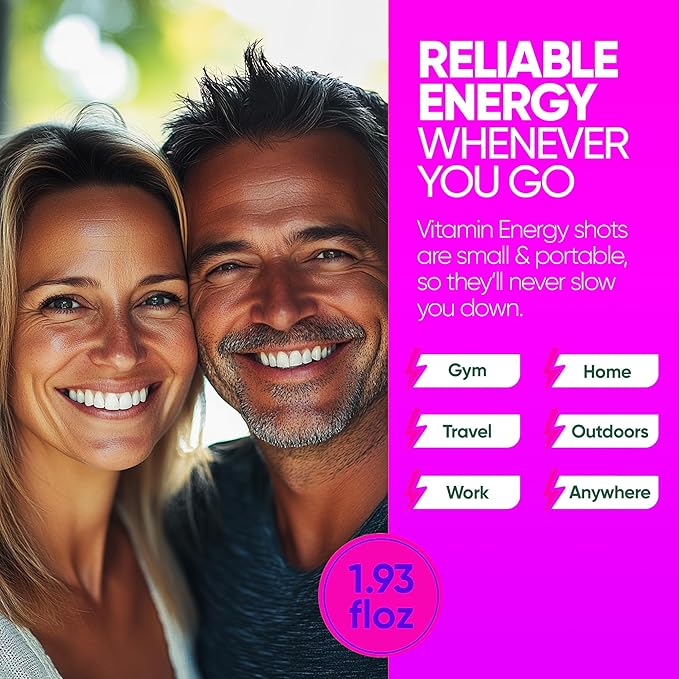 Vitamin Energy Mood+ Extra Strength Energy Shot Tropical Berry 24 Pack, 260mg Natural Caffeine, B-Vitamins, Rhodiola, Chamomile, Mood & Energy Support, Zero Sugar, Gluten-Free, Vegan, 1.93 fl oz - Bloomnest