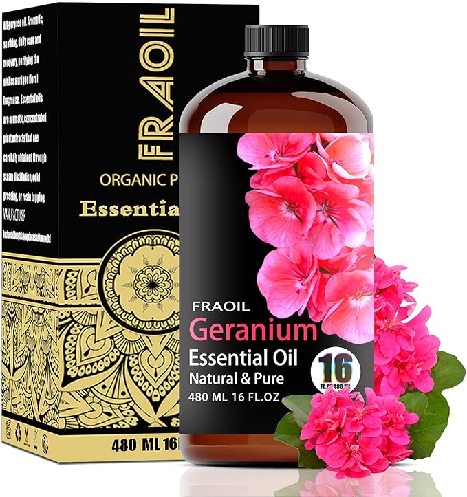 Geranium Essential Oil, Geranium Oil 16 Fl Oz 480 ML for Diffuser Humidifier Yoga Cleaning DIY Candle Soap Making Perfume Gift for Women Essential Oils - Bloomnest