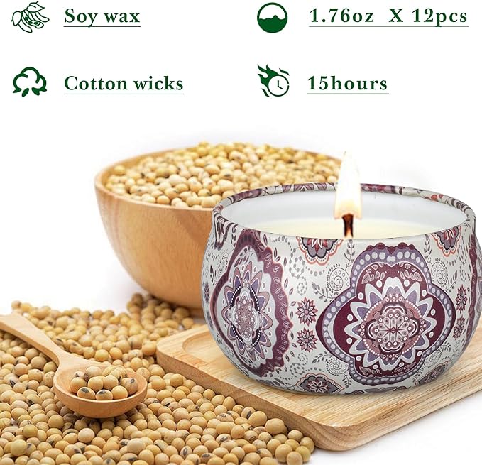 Scented Candles Gift Set, 12 Pack Candles for Home Scented, 21.12 oz Long Lasting Soy Wax Aromatherapy Candle Set with Gift Box, Birthday Gifts for Women - Bloomnest