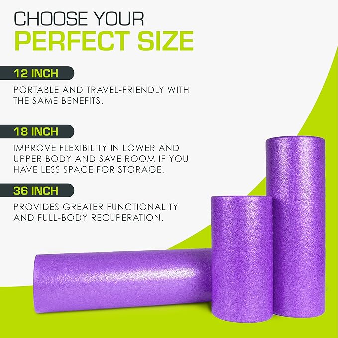 ProsourceFit High Density Foam Rollers 12 - inches Long, Firm Full Body Athletic Massage Tool for Back Stretching, Yoga, Pilates, Post Workout Muscle Recuperation, Black/Blue - Bloomnest