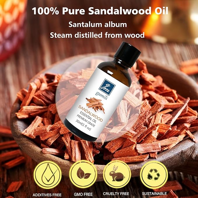 Sandalwood Essential Oil, Home Fragrance Oil Scent Oils for Perfume, Diffuser, Skin, Hair, Roll On - 1 Oz - Bloomnest