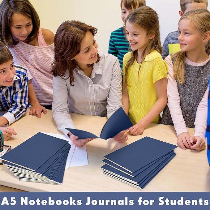 Mimorou 100 Pcs Journals Notebooks Bulk - Kraft Softcover A5 Small Notebooks 5.5 Inch x 8.3 Inch Notepads with 60 Page 30 Sheet for Writing Sketch Travel Office Supplies(Navy,Dot) - Bloomnest