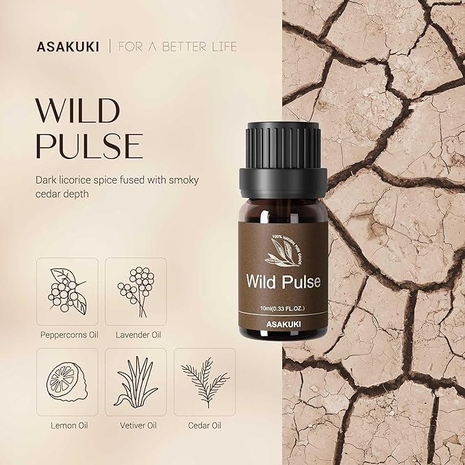 ASAKUKI Essential Oils Set – 6×10ml Cologne-Inspired Unisex Fragrance Oils for Diffusers – Elegant, Clean, and Confident Scents Loved by Women and Men - Bloomnest