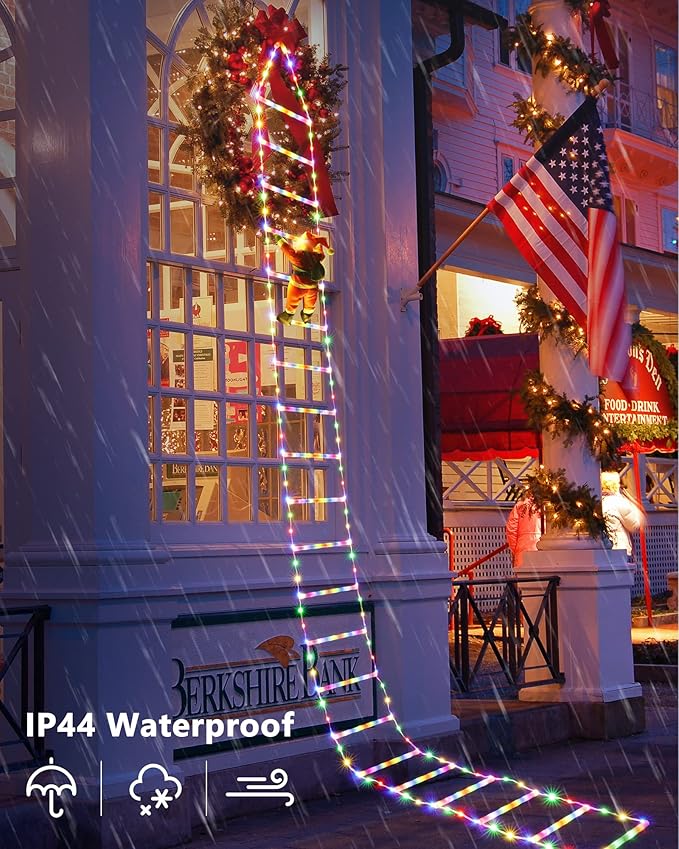 Toodour LED Christmas Lights - 10ft Christmas Decorative Ladder Lights with Santa Claus, Xmas Decorations Light for Indoor Outdoor, Window, Garden, Home, Wall, Xmas Tree Decor - Multicolor - Bloomnest