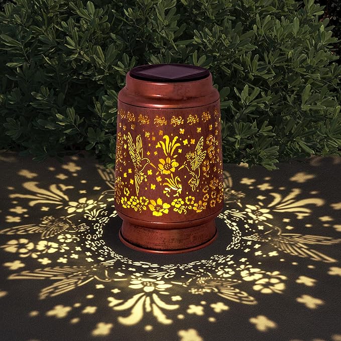 Lawn Social Solar Lanterns Outdoor Waterproof, Hummingbird Metal Hanging Solar Lights for Outside, Garden Decor Birthday Gifts for Women Mom Grandma, Outdoor Lantern for Patio Yard Balcony Porch - Bloomnest
