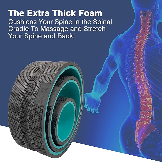 Foam Back Roller Wheel- Back Stretcher with Center Spine Cradle- Targeted Stretching, Neck & Back Pain Relief, Deep Tissue Trigger Point Muscle Massage for Physical Therapy, Pain & Exercise- Set of 5 - Bloomnest