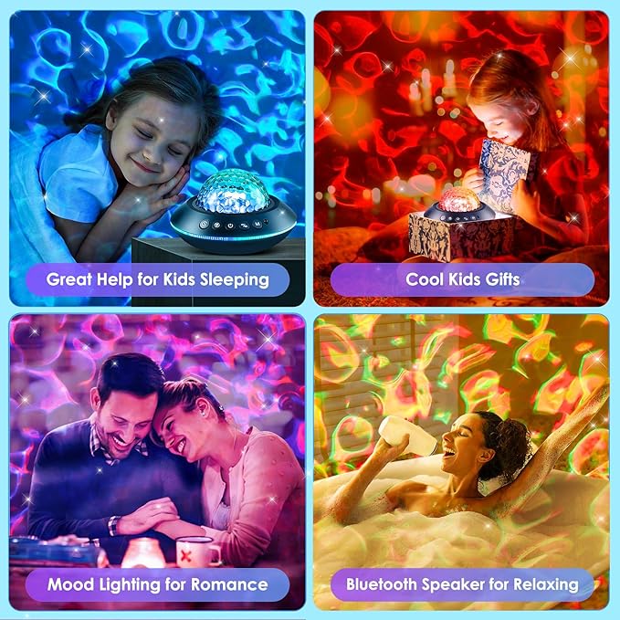 Mubarek Galaxy Projector for Bedroom, White Noises & Bluetooth Night Light Projector,360° Full Coverage Ceiling Projector Galaxy Light Projector,Remote Timer Night Sky Projector Ocean Light Projector - Bloomnest