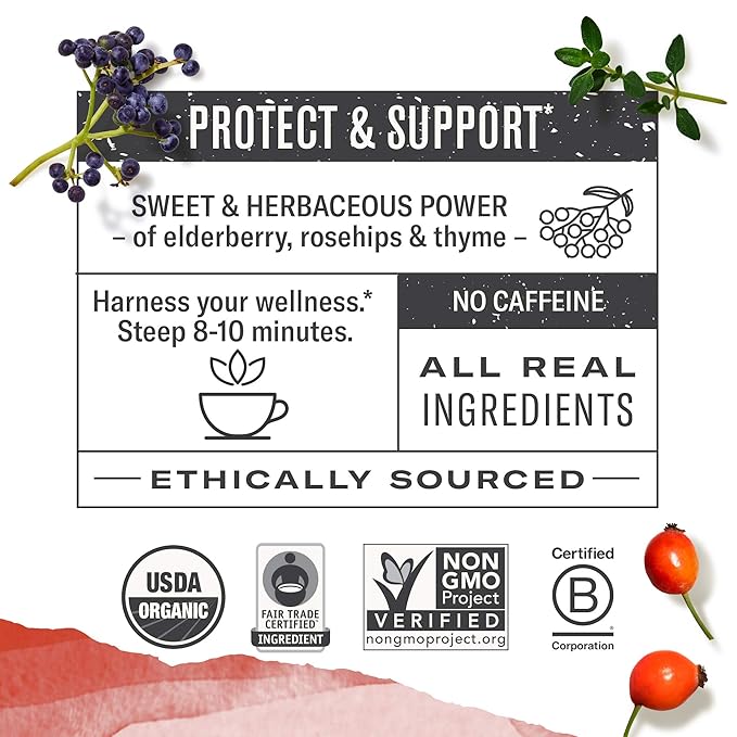 Numi Organic Immune Support Herbal Tea – 48 Herbal Tea Bags – Caffeine Free Blend with Elderflower Elderberry Rosehip & Thyme for Daily Immune Wellness & Comfort - Bloomnest