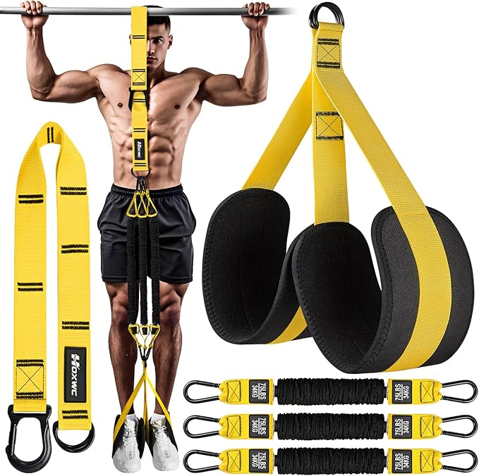 Pull Up Assistance Bands, Adjustable Heavy Duty Resistance Band for Pull Up, 3 Pull Up Bands, Comfortable Fabric Feet/Knee Rest, Assistance Bands for Pull-Up, Home Fitness, Body Stretching - Bloomnest
