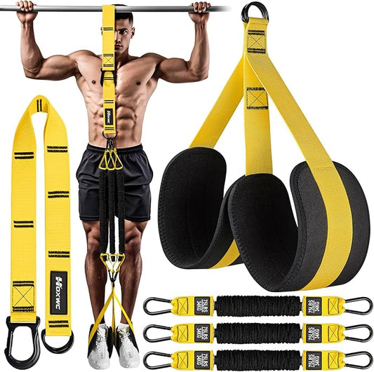 Pull Up Assistance Bands, Adjustable Heavy Duty Resistance Band for Pull Up, 3 Pull Up Bands, Comfortable Fabric Feet/Knee Rest, Assistance Bands for Pull-Up, Home Fitness, Body Stretching - Bloomnest