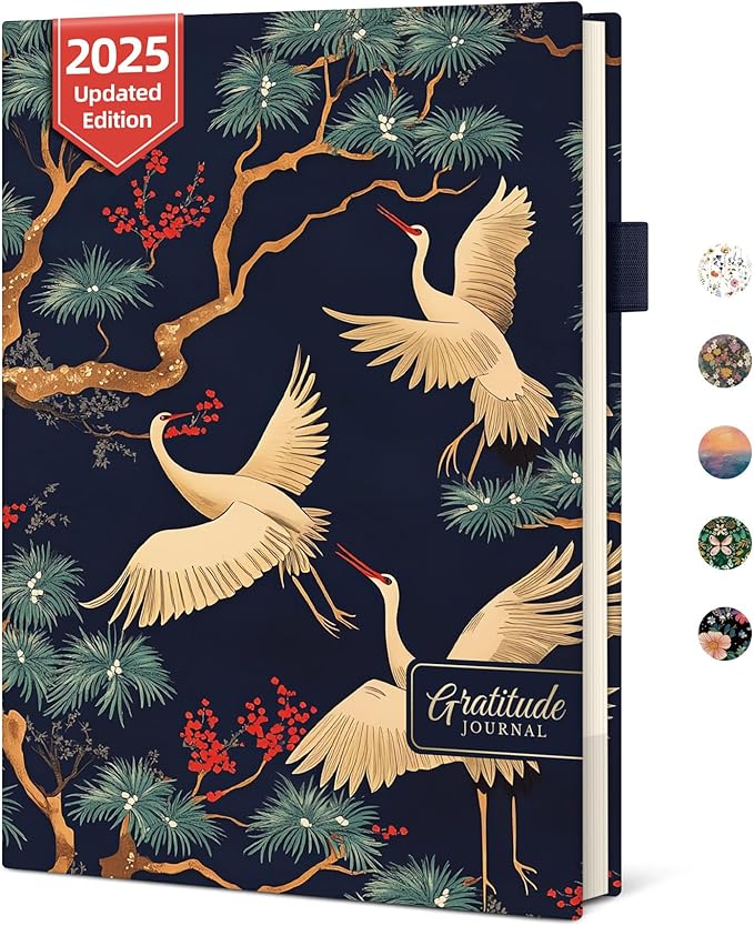 Gratitude Journal for Women – Undated Daily Mindfulness & Manifestation Journal with Prompts for Cultivate Affirmations, Positivity, Self-Care & Happiness - Crane - Bloomnest