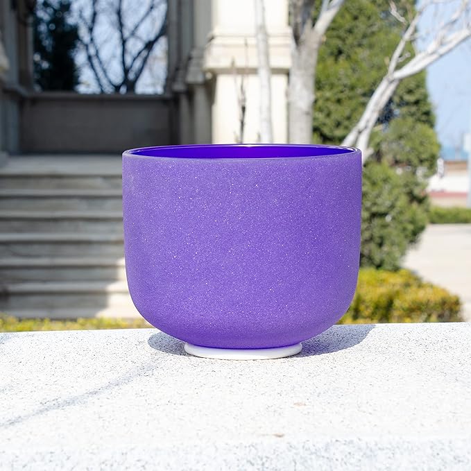ALIOTH Purple B Note Crystal Singing Bowl Crown Chakra 6 inch with Carry Case Bag and Singing Bowl Mallet - Bloomnest