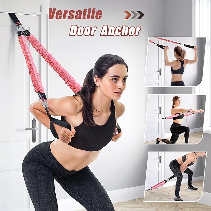 Upgraded Pilates Bar Kit with Resistance Bands Natural Latex for Women & Men, Heavy-Duty Stainless Steel Multifunctional Yoga Pilates Stick for Home Gym Exercise Fitness Equipment Full-Body Workouts - Bloomnest
