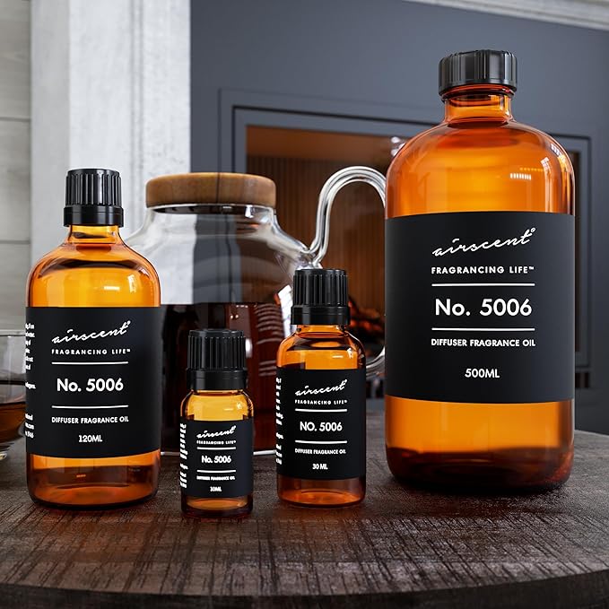 AirScent Diffuser Oil Inspired by TF's Ombre Leather - No. 5006 Perfume Dupe - Fragrance Oil Blend for Ultrasonic and Waterless Diffusers and Crafting - 500 ml, 16.9 fl oz Glass Bottle