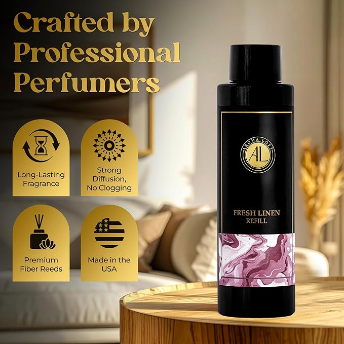 Reed Diffuser Refill, Diffuser Refills Liquid, Air Freshener Oil 4 oz, Fragrance Oil Diffuser (Fresh Linen) - Bloomnest