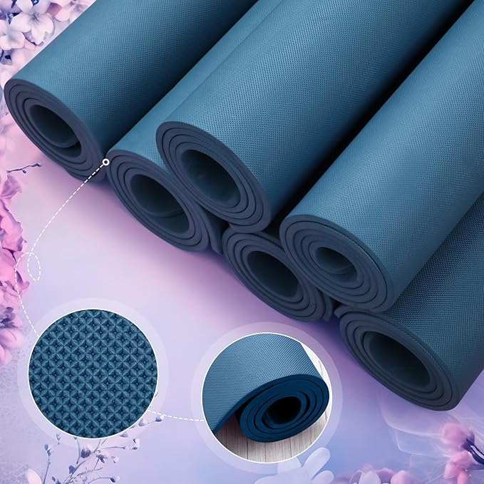 Timgle 6 Pcs 10mm Thick Yoga Mat Bulk, 68 x 24 Inches, Anti-Slip Tear-Resistant Exercise Mat for Adult Fitness, Stretching, Workout and Studio - Bloomnest