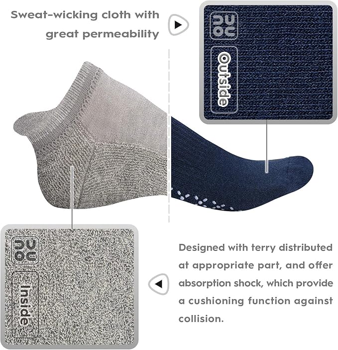 unenow Unisex Non Slip Grip Socks with Cushion for Yoga Pilates Barre Home & Hospital - Bloomnest