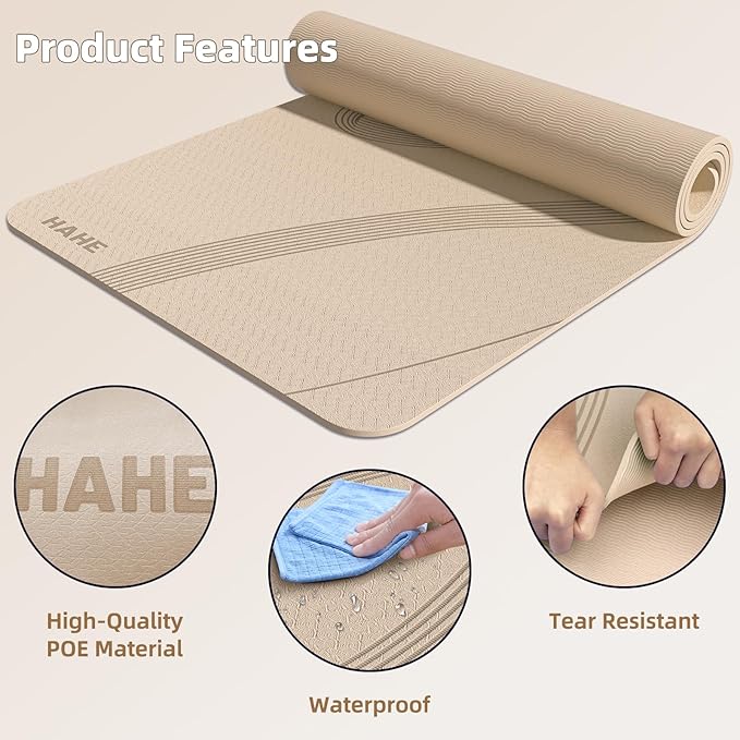 Yoga Mat High Density Exercise Mat, 76"x32"x0.27"Thick Wide & Large Yoga Mat for Women Men, Professional POE Workout Mat for Yoga, Pilates, Fitness & Stretching - Bloomnest