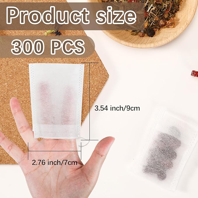 300 Pcs Empty Tea Bags for Loose Leaf Tea, Disposable Small tea Filter Bags with Drawstring fillable Cloth Diy Empty Tea Sachets for Loosetea, Coffee, Herbs, Spice (3.54 x 2.75 inch) - Bloomnest