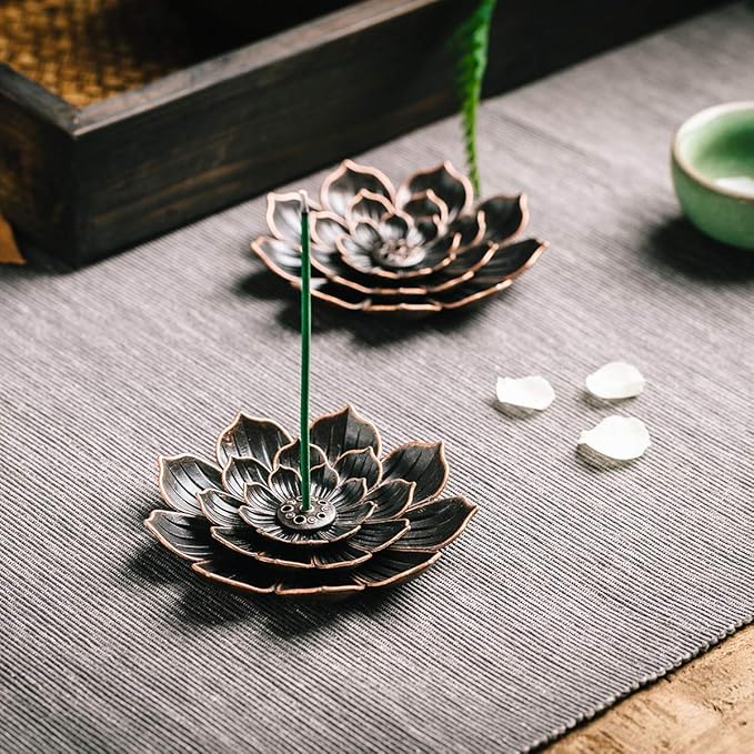Brass Lotus Incense Holder, Incense Sticks Burner, Incense Ash Catcher, 3 Pack - Bloomnest