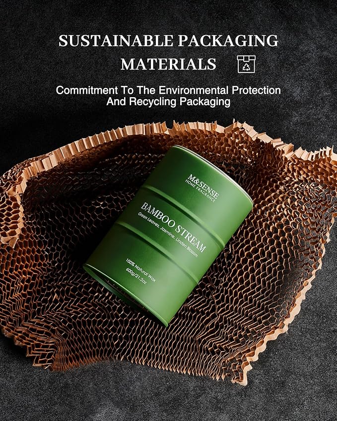 M&SENSE Bamboo Scented Candles Natural Non Toxic, Large Aromatherapy Candle for Stress Relief Meditation Relaxing, Housewarming Gifts for Women Men, 21.2oz 120 Hour Long Burning - Bloomnest