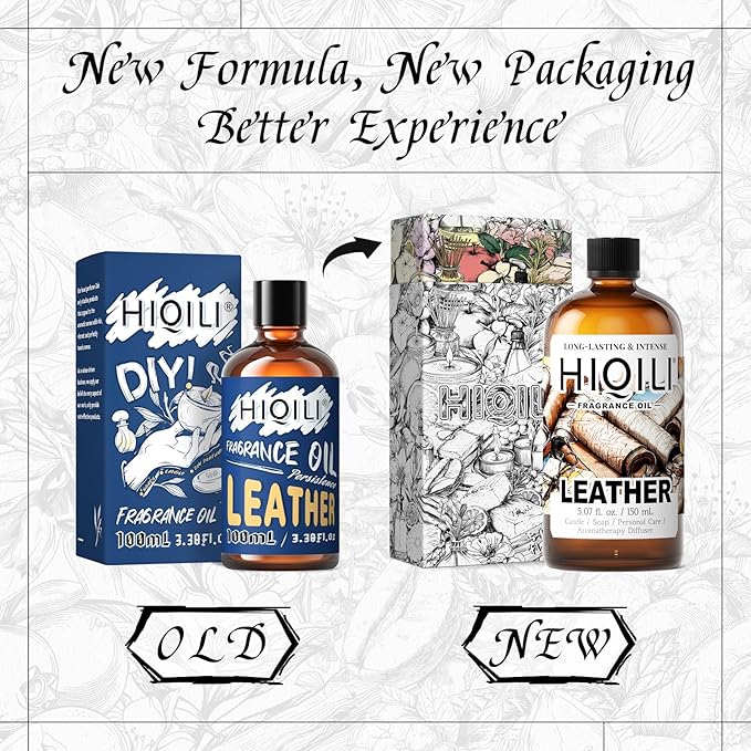 HIQILI Leather Fragrance Oil, Men's Scent, for Car Air Freshener Use, Soap, Candle, and Long-Lasting Perfume Making - 5.07 Fl Oz - Bloomnest