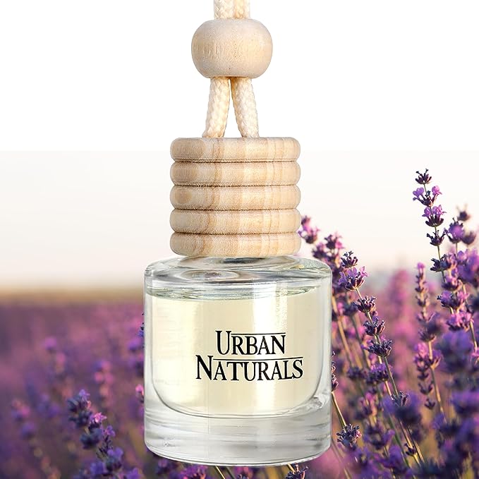 Urban Naturals Car Air Freshener Diffuser 1 Pack - Lavender Luxe Scent, 45+ Days Long Lasting Fragrance, Made in USA, Glass & Wood, Hanging Design + Vent Cip, Easy to Use - Bloomnest