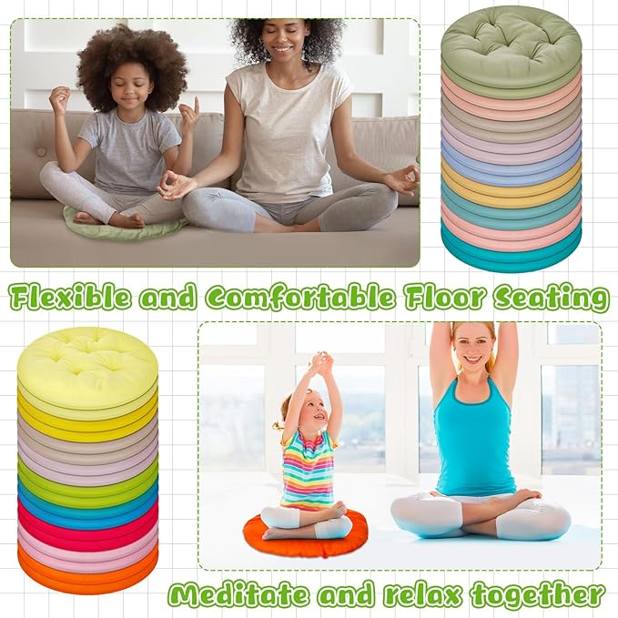Tinideya 36 Pcs Round Floor Pillows 15.7 Inch Flexible Seating Pillows Chair Floor Cushions Reading Cushions for Kids Adults Classroom Home School Playing Supplies,18 Colors (Multicolor) - Bloomnest