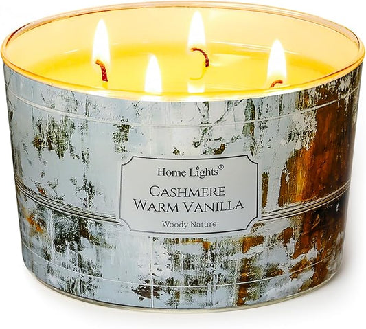 HomeLights Scented Candles for Women & Men, 18oz Candle Jars Aromatherapy 4-Wick Candle, Ideal for Industrial Chic Home Decor and Gifts, Cashmere Warm Vanilla - Bloomnest