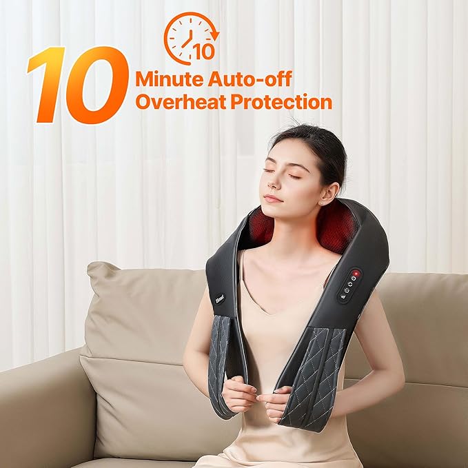 Neck Shoulder Massager with Heat - Rechargeable Back and Neck Massage Pain Relief Deep 5D Tissue Shiatsu Kneading Massager for Shoulder Back Leg Gifts for Mom Dad Men Women Her Him