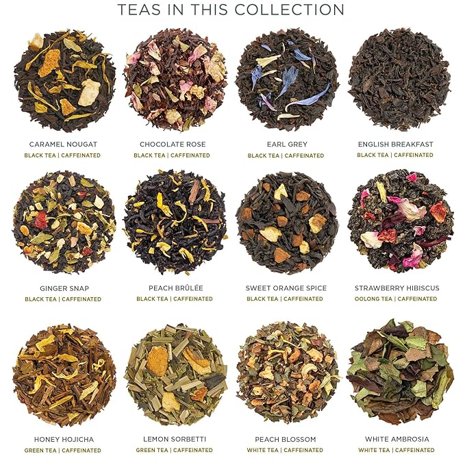 Tea Forte Tea Advent Calendar Gift Set; 24 Individually Wrapped Handcrafted Assorted Pyramid Infuser Tea Bags with Numbered Doors, Warming Joy - Bloomnest