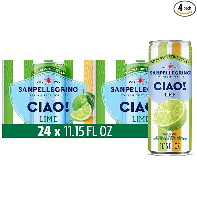 Sanpellegrino CIAO Lime Sparkling Water, Low-Calorie Italian Sparkling Water with Real Fruit Juices, 0g Added Sugar, 24-Pack - Bloomnest