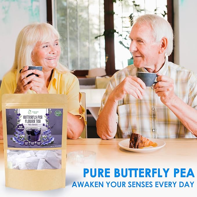 Nhat Anh Farm - Premium Butterfly Pea Tea Bags - Dried Butterfly Pea Flower Tea Bags - 40 Teabags, 2.5g/bag), 100% Natural & Pure/Sugar/Caffeine/Gluten Free. Good For Your Health - Bloomnest