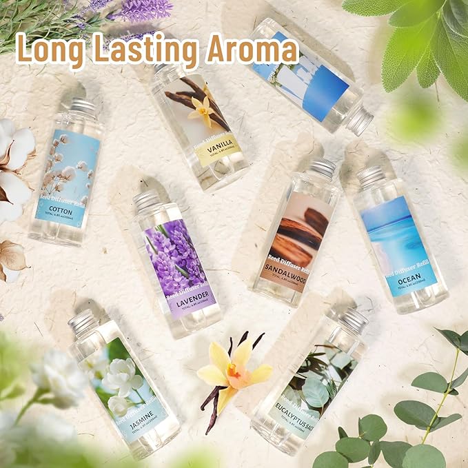 STRN Reed Diffuser Oil Refill, Jasmine Fragrance Oil for Diffuser Refill 200ml, Long-Lasting for Home, Living Room, Bedroom, Spa, 6.8 fl oz - Bloomnest
