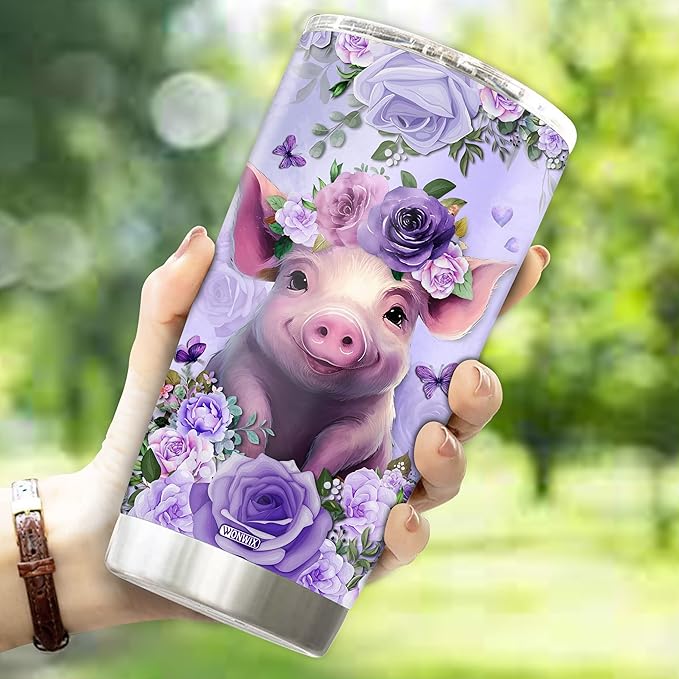 Personalized Pig Tumbler Customized Name Pigs Mugs Gifts For Women Funny Gift Coffee Mug Water Bottle 20oz Valentine For Girls Birthday Christmas Insulated Stainless Steel Cup With Lid - Bloomnest