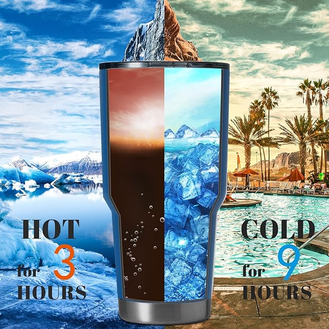 HASLE OUTFITTERS 30oz Stainless Steel Tumbler, Double Wall Vacuum Insulated Travel Mug Tumbler, Durable Insulated Coffee Mug, Gift Box Set (Midnight Blue, 8)